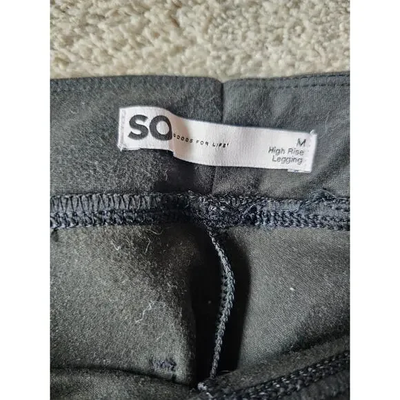 SO Leggings Womens High Rise Skinny Leg Pockets Medium 100% Polyester Pleather - Picture 4 of 6